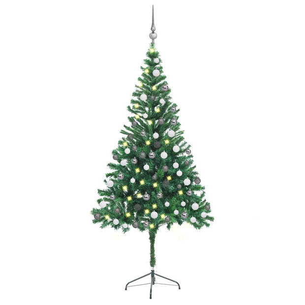 The Living Store Kerstboom Nordmann - Kunstboom - 180 cm - Met LED-verlichting - Inclusief kerstballen