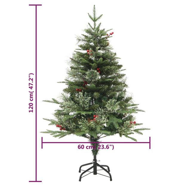 The Living Store Kerstboom PE/PVC - 120 cm - LED-verlichting - scharnierende constructie