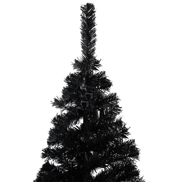 The Living Store Zwarte Kerstboom - Kunstboom 120cm - Met LED-verlichting