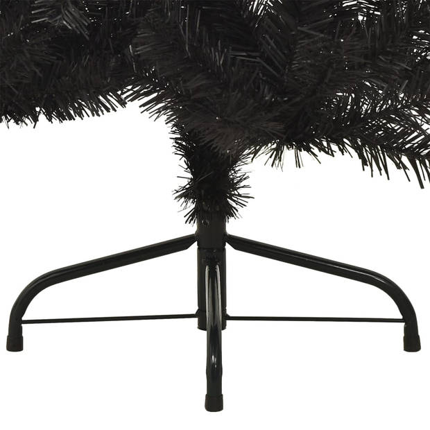 The Living Store Halfronde Kunstkerstboom - 120 cm - PVC/staal - Zwart