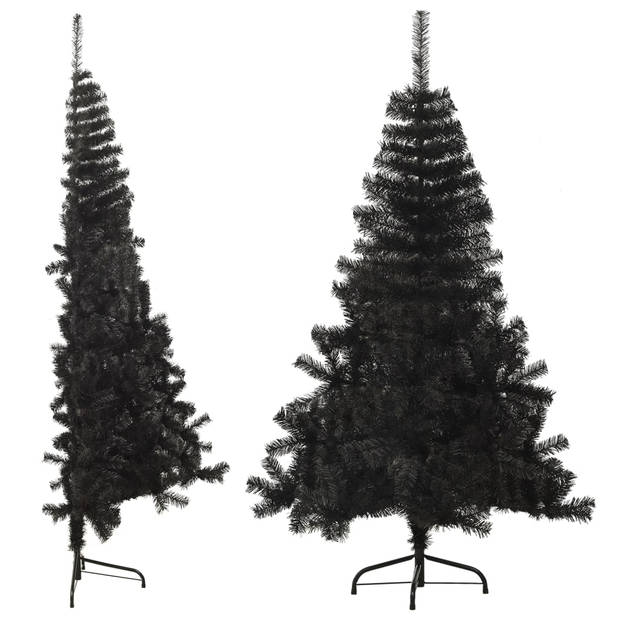 The Living Store Halve Kunstkerstboom - 150 cm - PVC/Staal - Zwart