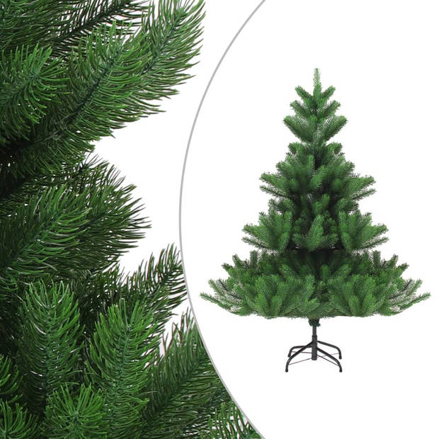 vidaXL Kunstkerstboom Nordmann met LED's en kerstballen 210 cm groen