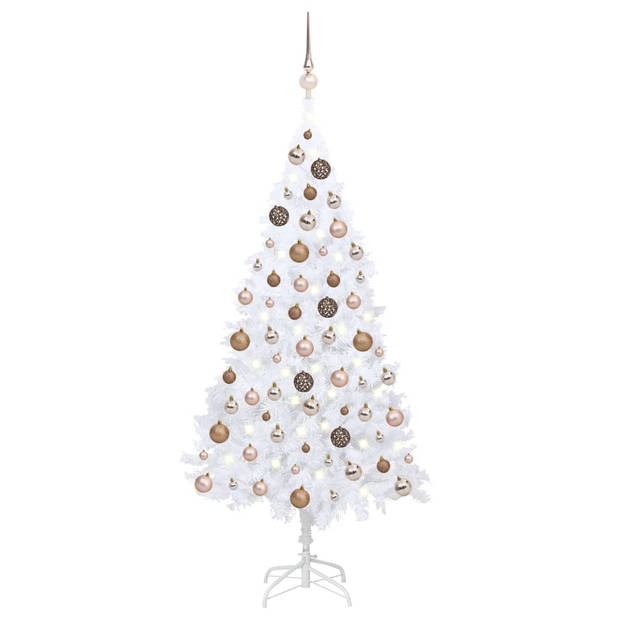 The Living Store Kunstkerstboom - White - 150 cm - Met LED-verlichting