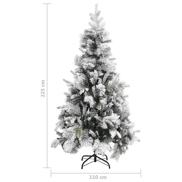 The Living Store Kerstboom Scharnierend Groen/Wit 225 cm - PVC/PE/Staal met 1.120 PVC uiteinden - 80 PE uiteinden en