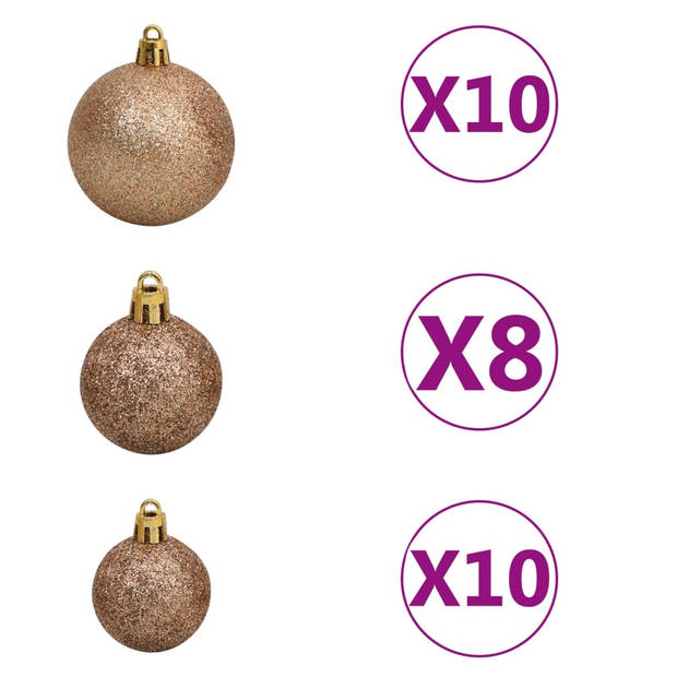 vidaXL Kunstkerstboom met verlichting kerstballen dennenappels 210 cm