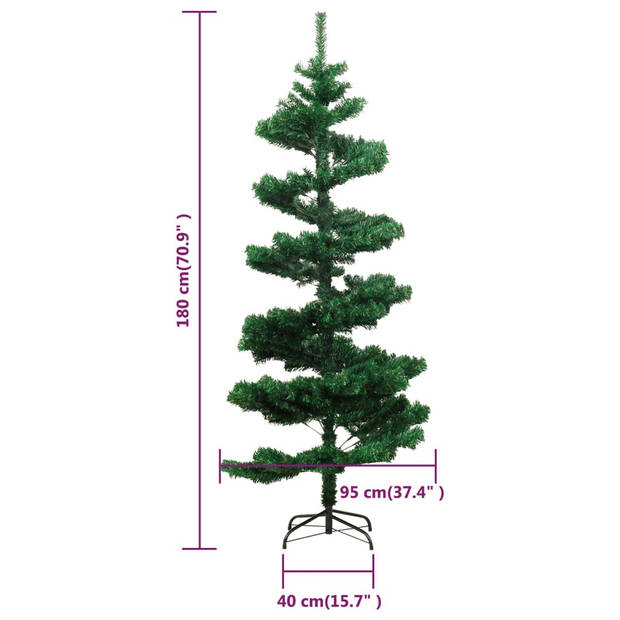 The Living Store Spiraal Kerstboom met LEDs - 180 cm - PVC - Groen
