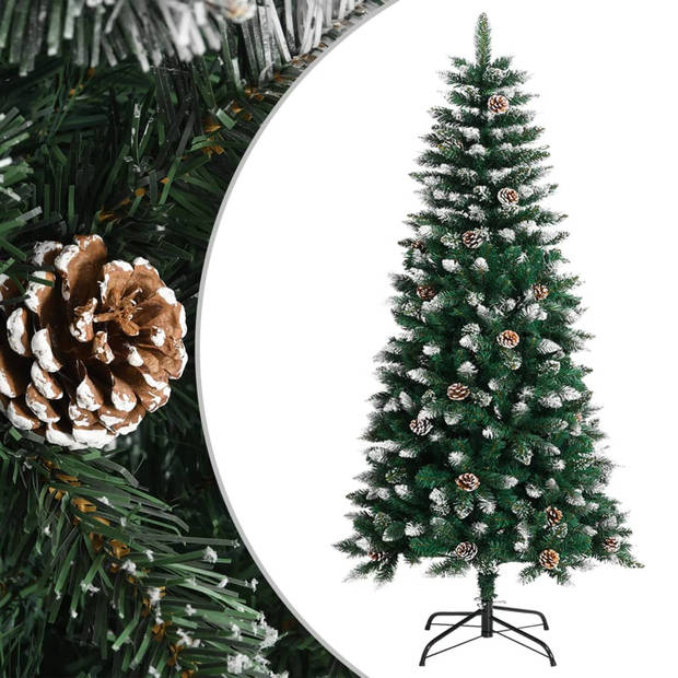 The Living Store Kunstkerstboom - 120 cm - Groen en wit - Met scharnierconstructie - Volle kerstboom - Stevig standaard