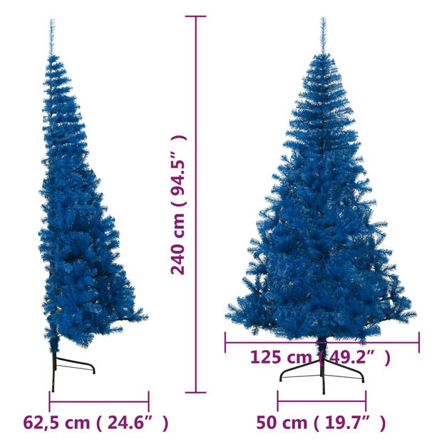 The Living Store Halfronde Kunstkerstboom - 240cm - Blauw PVC/Staal - 1.050 takken