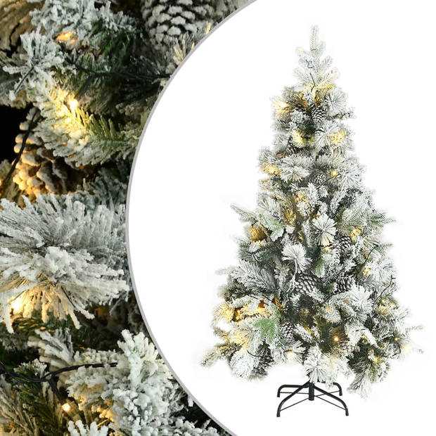 The Living Store Kerstboom Scharnierende LEDs - 195 cm - Groen/Wit