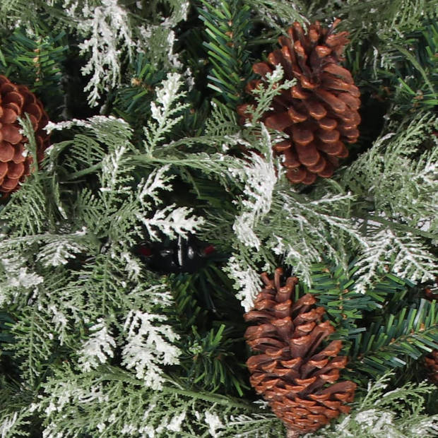 vidaXL Kerstboom met LED en dennenappels 120 cm PVC en PE groen en wit