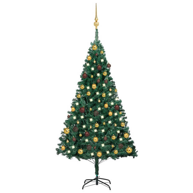 The Living Store Kunstkerstboom - PVC Kerstboom - 150 cm - groen - met 150 LEDs