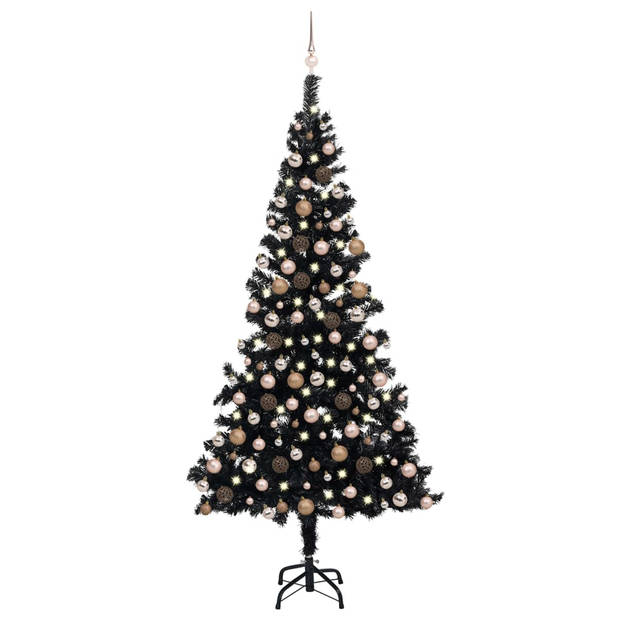 The Living Store Kunstkerstboom - Zwart - 210 cm - LED-verlichting - USB-aansluiting