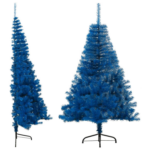 The Living Store Halve Kunstkerstboom - Blauw - 120 cm - PVC en staal - 250 takken