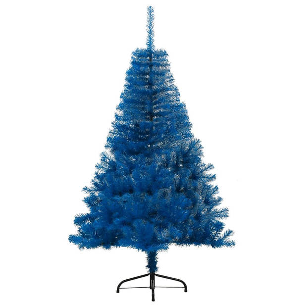 The Living Store Halve Kunstkerstboom - Blauw - 120 cm - PVC en staal - 250 takken