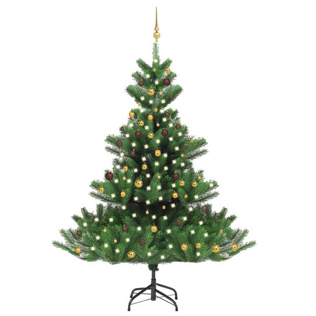 The Living Store Kunstkerstboom LED 240 cm - PE groen - 168 cm diameter - incl - standaard en versiering