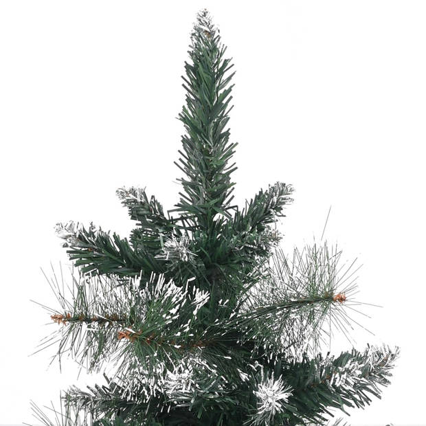 The Living Store Kerstboom Kunststof - 90 cm - PVC takken - Sneeuweffect - Stabiele basis - Herbruikbaar - Groen en wit