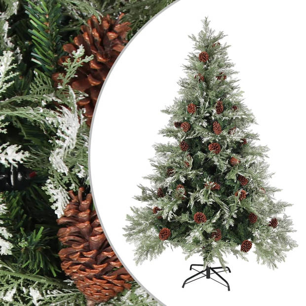 The Living Store Kerstboom - Scharnierend - 150 cm hoog - Groen en wit - PVC/PE/staal - Ø90 cm - 327 PVC/164 PE