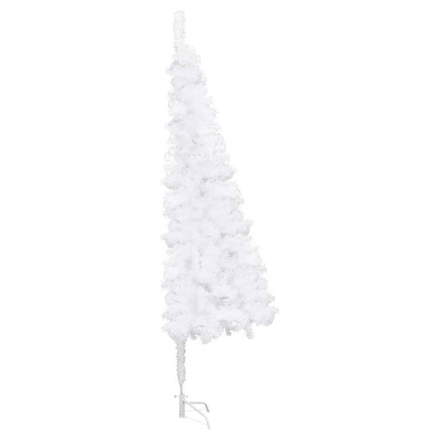 The Living Store Hoekkerstboom Wit PVC 180 cm - Opvallend middelpunt met levensechte vorm - Inclusief stabiele stalen