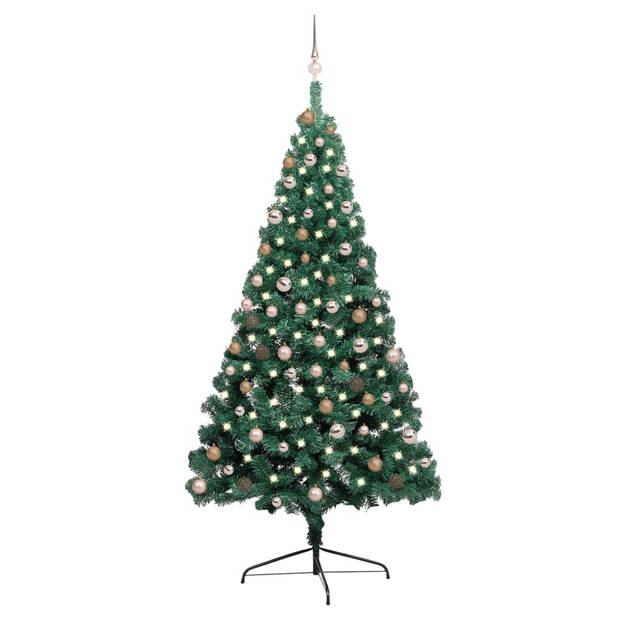 The Living Store Kunstkerstboom Halfrond Groen 120x60 cm - LED-verlichting - USB-aansluiting