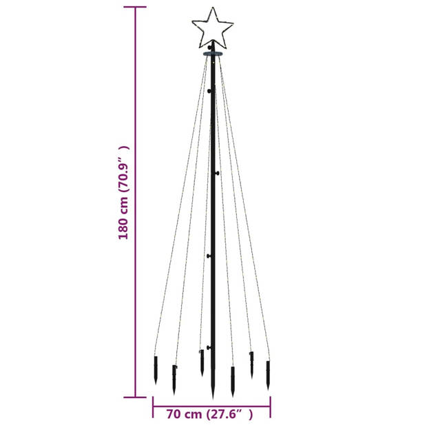 The Living Store LED Kerstboom - 180 x 70 cm - 108 Warmwitte LEDs - 8 Lichteffecten - Compact ontwerp - Met grondpin -