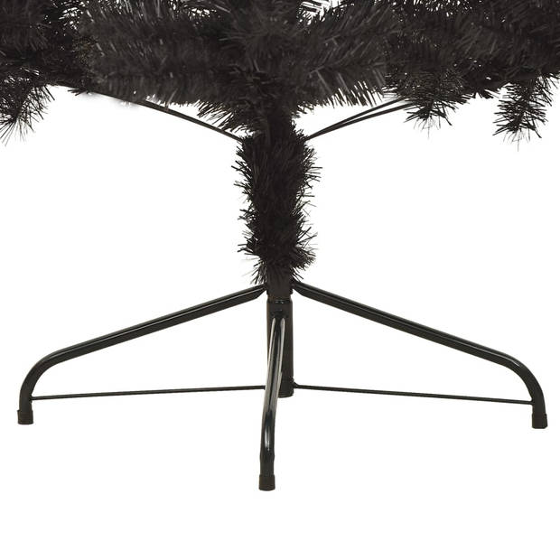 The Living Store Halve Kunstkerstboom - 210 cm hoogte - 120 cm maximale breedte - zwart - PVC en staal - 605 takken