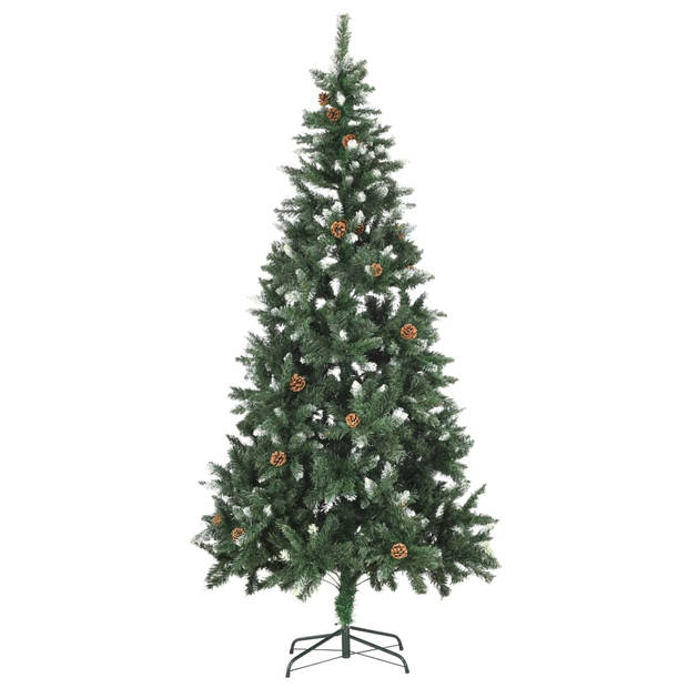 The Living Store Kunstkerstboom - 210 cm - Met LED-verlichting - Groen en wit