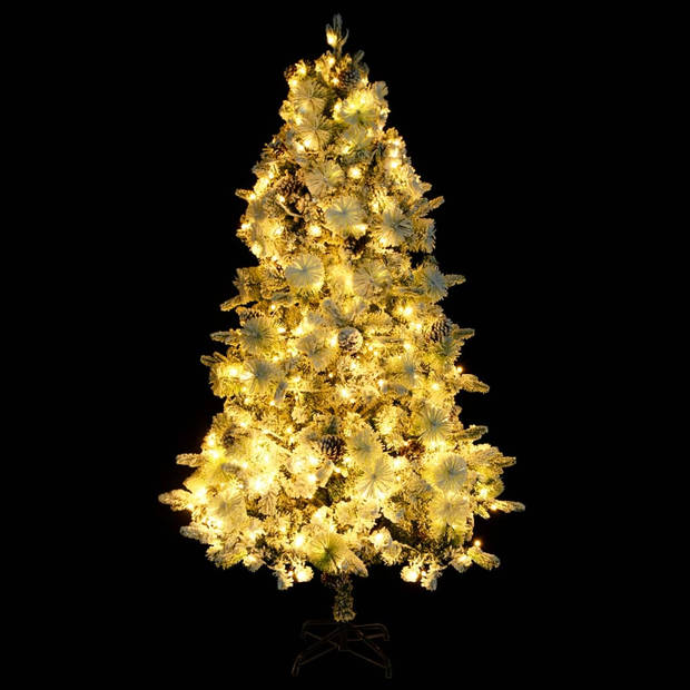 The Living Store Kerstboom Scharnierende LEDs - 195 cm - Groen/Wit