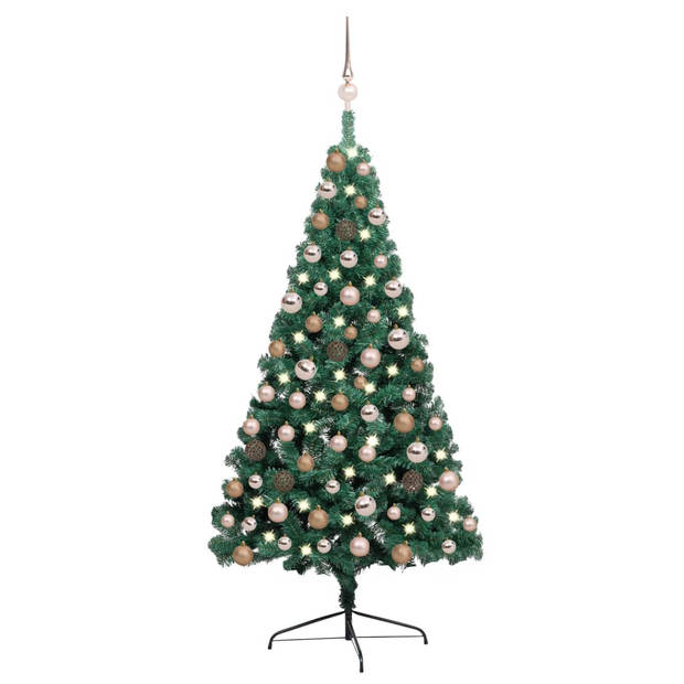 The Living Store Kunstkerstboom - Groen - 68 cm breed - Met LED-verlichting