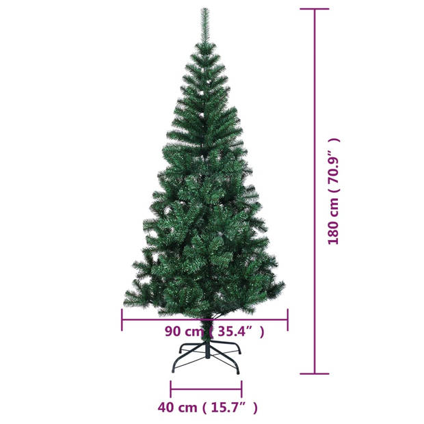 vidaXL Kunstkerstboom met iriserende uiteinden 180 cm PVC groen