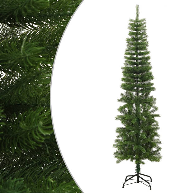 The Living Store Kerstboom Smal - 210 cm - Volle Uiteinden - Groen - PE en staal