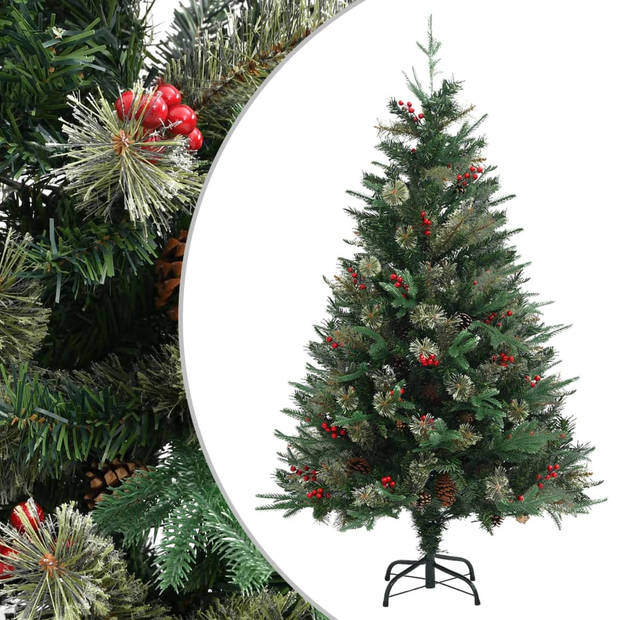 The Living Store Kerstboom met takken - 120 cm - PVC/PE/staal - groen - 238 PVC uiteinden - 43 PE uiteinden - 15 kleine