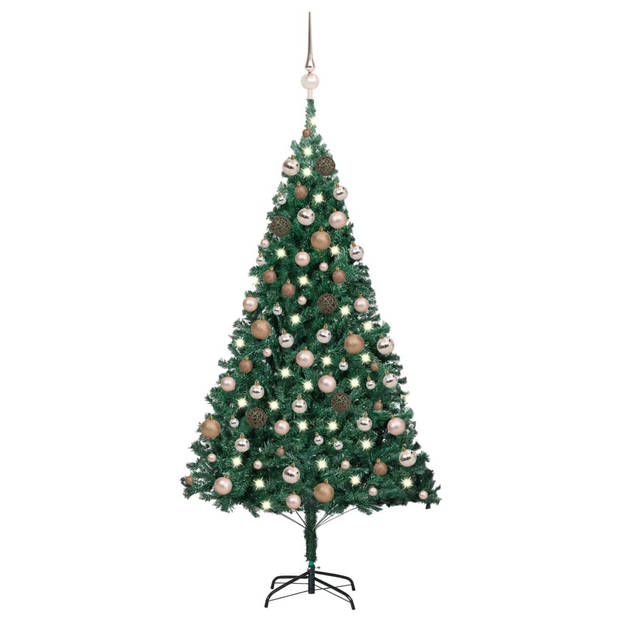 The Living Store Kerstboom Evergreen - Kunstkerstboom 150 cm - PVC - met LED-verlichting