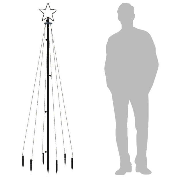 The Living Store LED Kerstboom 180 cm - 108 koudwitte LEDs - Compact ontwerp - Met grondpin - USB-aansluiting - 8