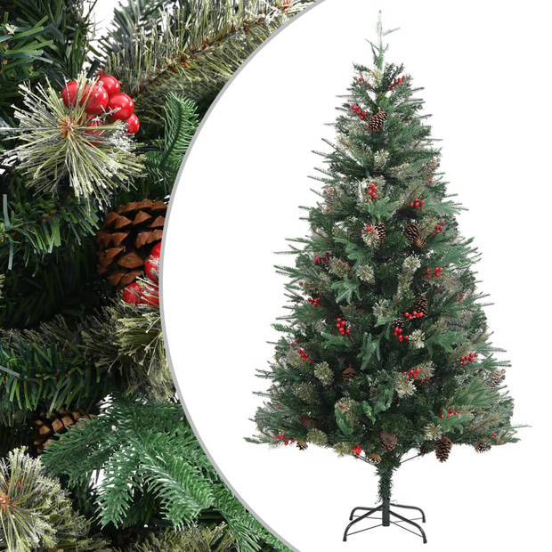 The Living Store Kerstboom met takken - PVC/PE - 195 cm - Groen - 684 PVC/117 PE uiteinden - 30 kleine dennenappels/30