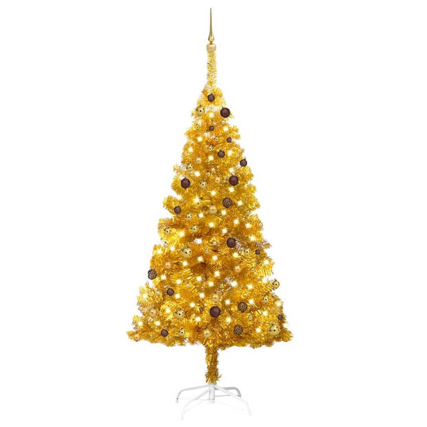 The Living Store Kunstkerstboom - Goud - 210 cm - LED-verlichting - USB-aansluiting