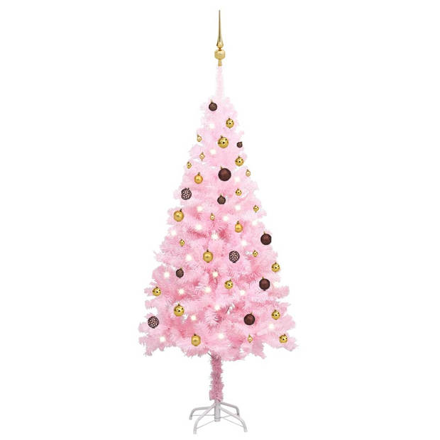 The Living Store Kunstkerstboom - Roze - 180 cm - PVC - Met LED-verlichting