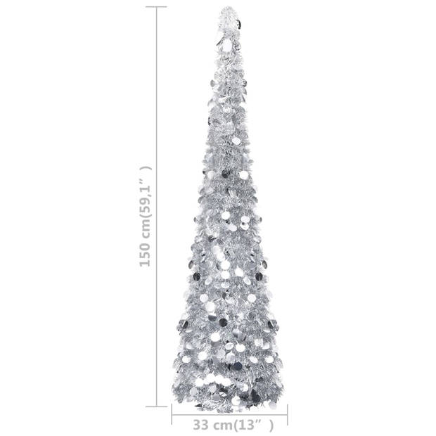 The Living Store Pop-up Kerstboom - Zilver - 150 cm - PET