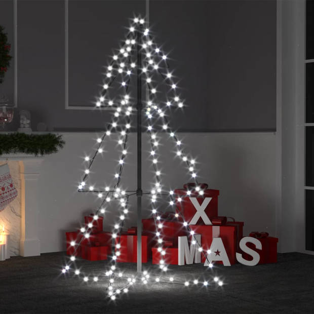 The Living Store Kerstkegelboom Metaal - 78 x 120 cm - Koudwit - 160 LEDs