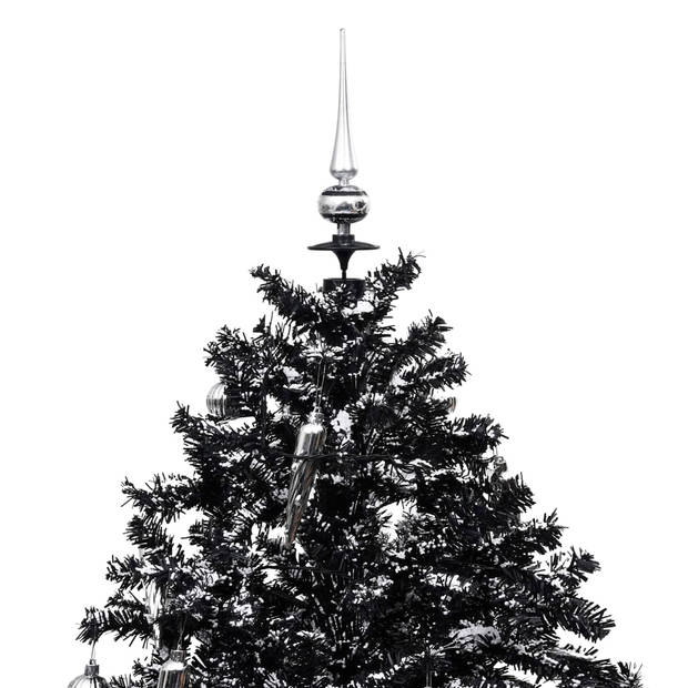 vidaXL Kerstboom sneeuwend met paraplubasis 170 cm PVC zwart