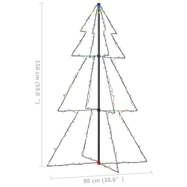 The Living Store Kerstkegelboom - LED Verlichting - 200 LEDs - 8 lichteffecten - 98 x 150 cm - Waterdicht