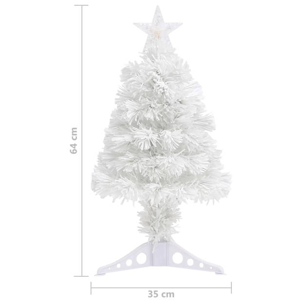 The Living Store Kunstkerstboom - LED - Glasvezelverlichting - 64 cm - Wit