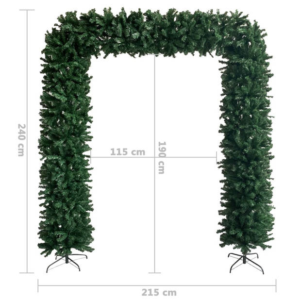 The Living Store Kerstboog PVC - 215 x 240 cm - Groen - Met 2.400 uiteinden - Stabiele standaard