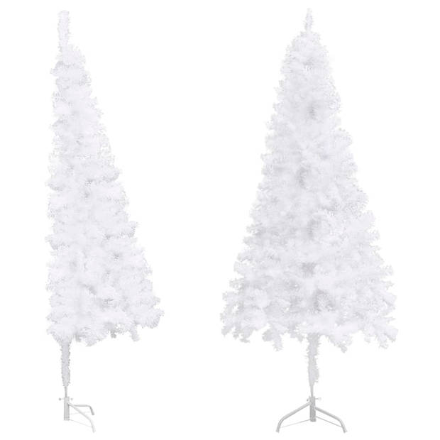 The Living Store Hoekkerstboom Wit PVC 180 cm - Opvallend middelpunt met levensechte vorm - Inclusief stabiele stalen