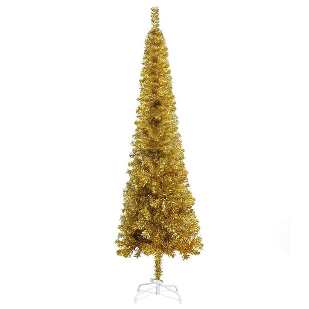 The Living Store Kerstboom Smal Goud - PVC/Staal - 120 cm - Verstelbare takken