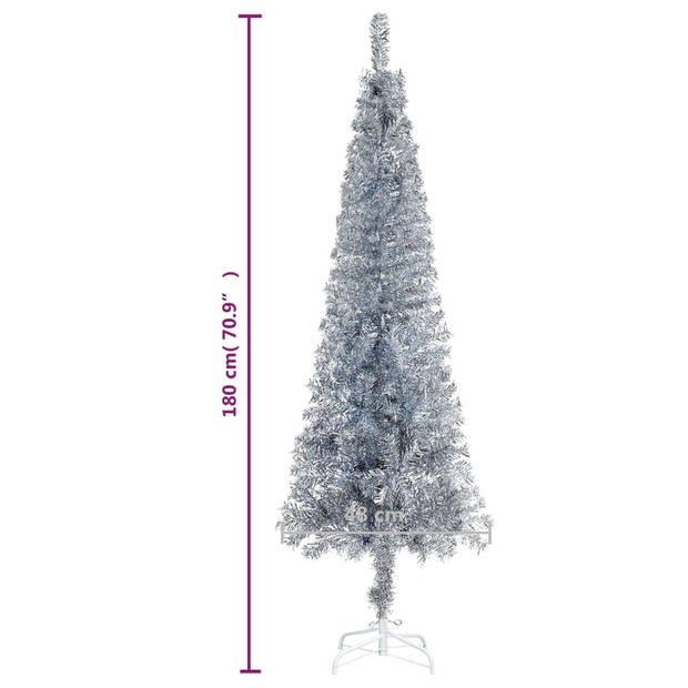 The Living Store Kerstboom Zilver PVC 180 cm - Verstelbare takken - Stalen standaard - 368 uiteinden