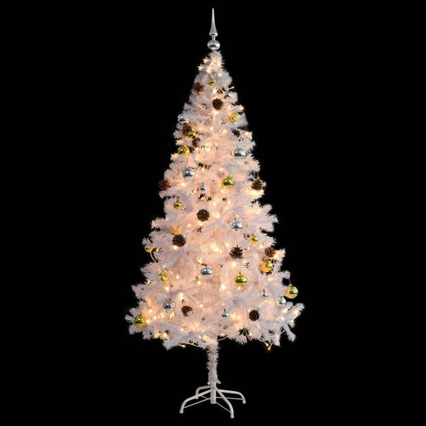 The Living Store Kerstboom 180 cm - Versierd met trendy verlichte takken en kleurrijke kerstballen - PVC - IP44 - 150