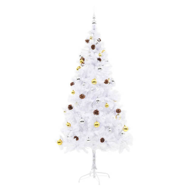 The Living Store Kerstboom 180 cm - Versierd met trendy verlichte takken en kleurrijke kerstballen - PVC - IP44 - 150