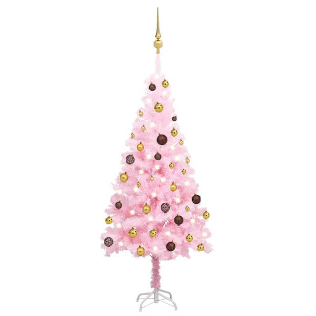 The Living Store Kunstkerstboom - Roze - 120 cm - LED-verlichting - PVC