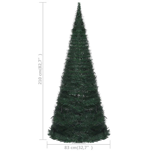 The Living Store Pop-up Kerstboom - Groen PVC - 210 cm - Met 200 LEDs