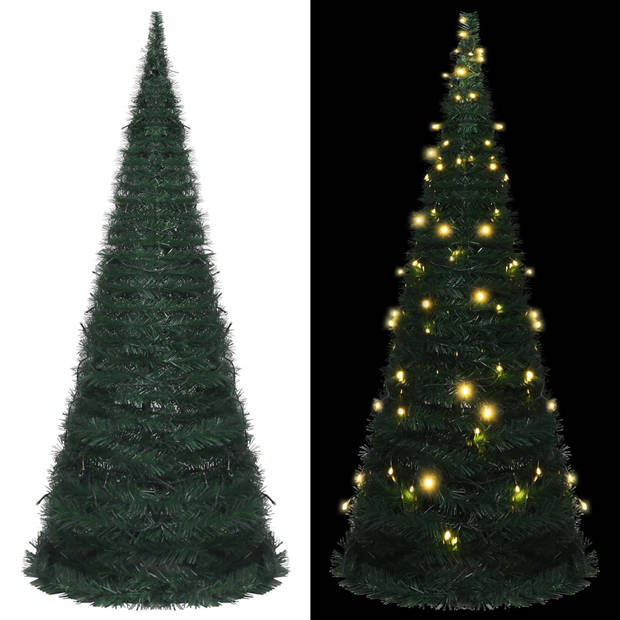 The Living Store Pop-up Kerstboom - Groen PVC - 210 cm - Met 200 LEDs